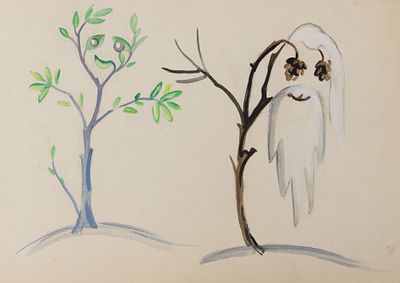 Бруни Т. Г. Зима-весна. Эскиз декорации спектакля "Двенадцать месяцев" в театре марионеток им. 