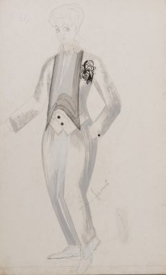 Якунина-Левина Е. П. Эскиз театрального костюма. 1930-е гг. Бумага, тушь, гуашь. Размер листа 