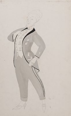 Якунина-Левина Е. П. Эскиз театрального костюма. 1930-е гг. Бумага, тушь, гуашь. Размер листа 