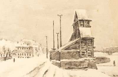 Успенский В. А. Сфинксы в январе-феврале 1944 года. Бумага, тушь, перо, кисть. Размер листа 31 