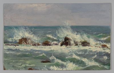 Суворов В. Прибой. 1950-1951. Холст на картона, масло. Размер 20,7х32,5 см. Хорошее состояние. 