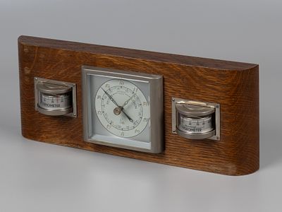 Настенная метеостанция с барометром, гидрометром и термометром. Lufft, 1930-е. Размер 30х12х3 