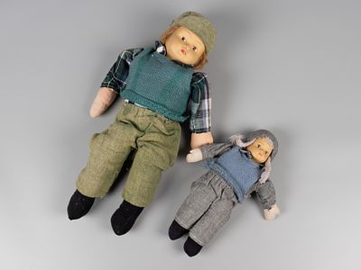 Куклы. 2 шт. Tati Bremen (?). ГДР, 1970-1980-е. Фарфор, ткань. Мальчик. Длина 43 см. Легкое 