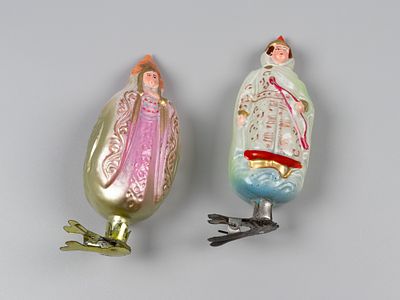 Елочные игрушки. 2 шт. Царевна-лебедь и Князь Гвидон. Завод стеклянных елочных украшений и 