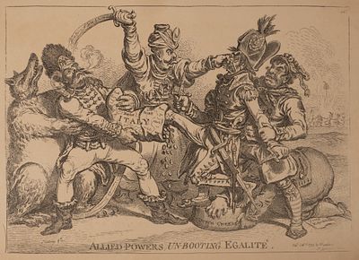 [Из коллекций художника Ю. П. Великанова] Союзные силы и равенство без сапог. Цинкография с 