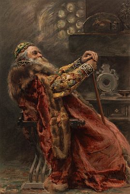 Боярин. Хромолитография по картине К. Е. Маковского. Премия "Нивы". 1892. Размер листа 42х32 см. 