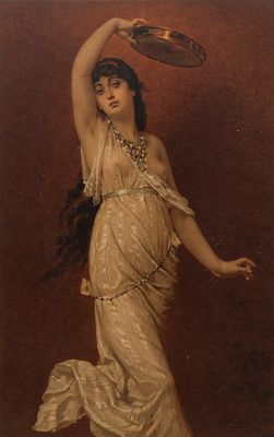 Фатьма. Хромолитография по картине Натаниеля Зихля. Премия "Нивы". 1892. Размер листа 42х32 см. 