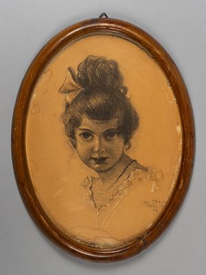 Фройнд-Белиани Э. Портрет девочки с бусами. 1918(?) Бумага, литография. Размер по раме 27х19,5 см. 