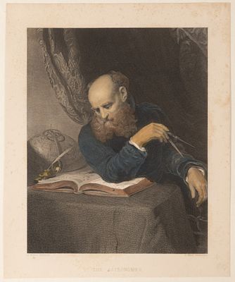 Вайет (по оригиналу), Бэлл (гравер) Астроном. Втор. пол. XIX века. Гравюра с подрисовкой 