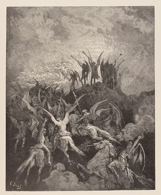 Доре Г. Иллюстрация к книге Мильтона Д. "Потерянный и Возвращенный рай. С 50 картинами Густава 