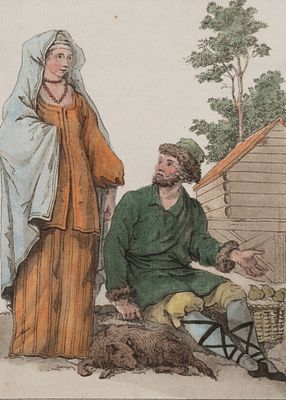 Грассе С.-С. Ж. (по рисунку), Лашос (гравер) Крестьянин и крестьянка из окрестностей 