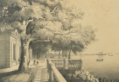 Шульц К. К. (литограф), Мейер Г. (по рисунку), Лемерсье (издатель) Вид Монплезира в Петергофе. 