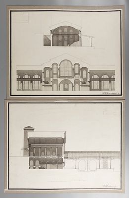 Твелькмейер В. Ф. Проект пассажирского здания. 2 л. 1924. Бумага, тушь, перо, кисть. Размеры 
