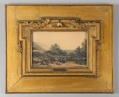 Хит С. (Heath S.) [по подписи] Мост над рекой. Вторая половина XIX века. Бумага, акварель. 