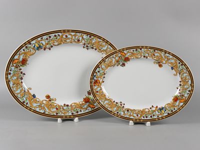 Versace. Овальные блюда. 2 шт. Сад Версаче. Розенталь. Германия, 2000-е. Фарфор, печать, золочение.