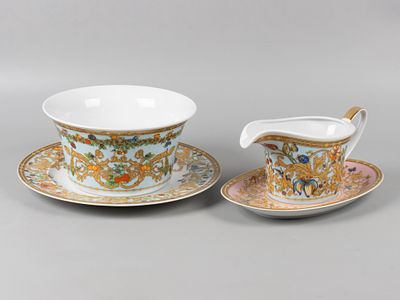 Versace. Соусник с подставкой и миска с тарелкой. Сад Версаче. Розенталь. Германия, 2000-е. 