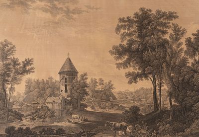 Щедрин С. Ф. (по рисунку), Ческий К. В. (гравер) Вид Пиля в саду города Павловска / Виды 