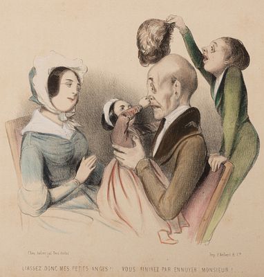 Домье О. (литограф), Обер (издатель) Карикатура. Дети докучают джентльмену. 1830-е гг. Бумага 