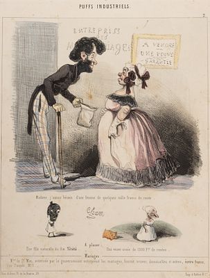 Шам (Амеде Шарль Анри де Ноэ) (литограф) Карикатура. Брачное предложение. 1840-е гг. Бумага 