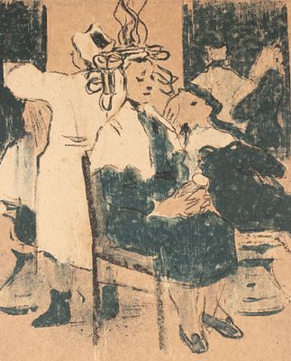 Матюх В. Ф. В парикмахерской №2. 1958. Бумага, цв. литография. Размер листа 52х36,5 см. Хорошее 