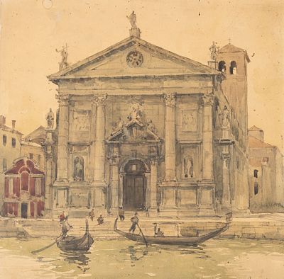Антонов С. Н. [по подписи] Венеция. Церковь Сан-Стае на Большом канале. 1913. Бумага на картоне 
