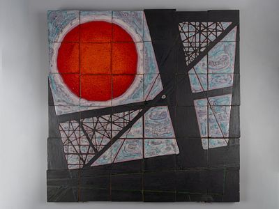 Авт. Цыганков В.Н. Панно на плитке. Рассвет. Ленинград, 1975 г. Плитка ЛЗКИ, роспись 