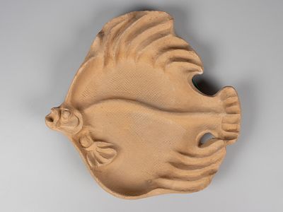 H/х. Панно. Камбала. вт. пол. XX в. Керамика. Размер 30х29,5 см. Без марки. На основании 