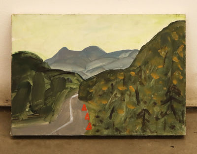 Сотников И. Дорога из Дивногорска в Красноярск. 2007. Холст, масло. Размер 21х30 см. Иван 