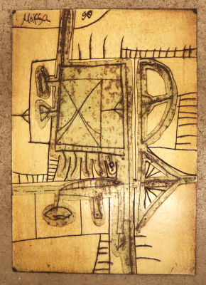 Макса. Без названия. 1996. Картон, смешанная техника. Размер 20,8х14,6 см. Макса (1957–2012) — 