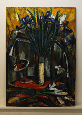 Чернов О. Натюрморт на стуле. 2008. Картон, масло. Размер 100х70 см. Олег Чернов родился в 1962 