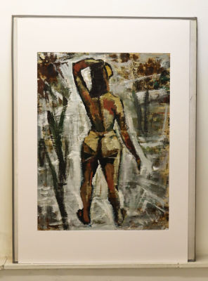 Чернов О. Обнаженная. 2017. Газета, смешанная техника. Размер 75х58 см. Олег Чернов родился в 