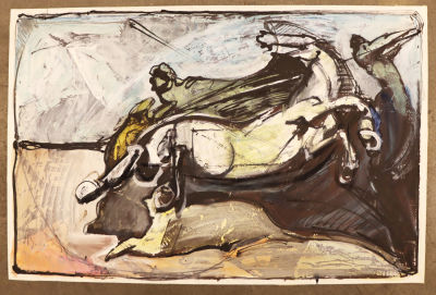 Зайцев А. Велосипедист. 2010. Холст, масло. Размер 80х100 см. Александр Зайцев (р. 1937) — 