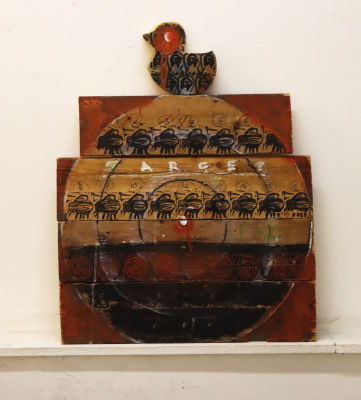 Казимов С. Без названия. Серия &laquo;Target&raquo;. 2015. Дерево, линогравюра. Размер 65х57 см. Стас 