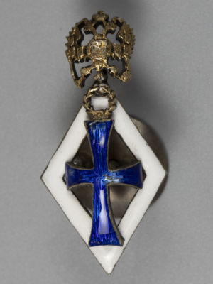 Фрачник. Знак об окончании Императорского университета. Серебро, эмаль. 84 проба, 5,4 гр. 