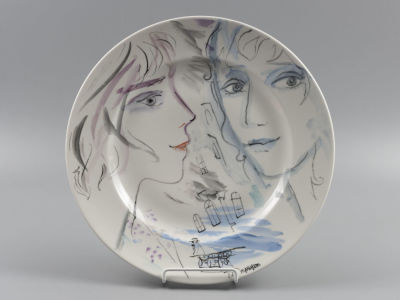 Г.А.В. Траугот. Авторская тарелка. &laquo;Пара&raquo;. Фарфор, ручная роспись. 2000-е гг. Диаметр 31 см. 