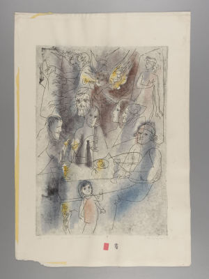 Г.А.В. Траугот. Мы и Он. Офорт раскрашенный акварелью к альбому &laquo;Медный всадник&raquo; А. С. Пушкина.1999.