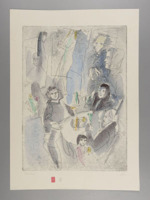 Г.А.В. Траугот. Семья. Офорт раскрашенный акварелью к альбому &laquo;Медный всадник&raquo; А. С. Пушкина.1999. 