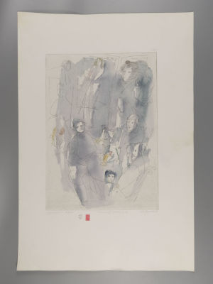 Г.А.В. Траугот. Художники и поэты. Офорт раскрашенный акварелью к альбому &laquo;Медный всадник&raquo; А. 