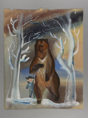 Г.А.В. Траугот. Мальчик и медведь. Оригинал иллюстрации к книге &laquo;Не буду просить прощения&raquo;. С. 