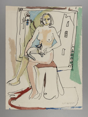 Г.А.В. Траугот. Ню. Модель в мастерской художника. 1970-е гг. Бумага, тушь, акварель. Печать 