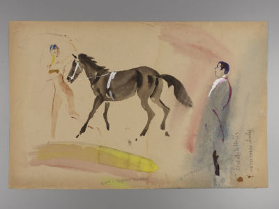 Г.А.В. Траугот. Жанна с Петушком (двухлеткой) — рисунок с двух сторон листа. 1960-1970-е гг. 