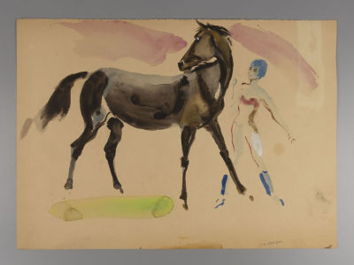 Г.А.В. Траугот. Наезница. 1960-1970-е гг. Бумага, смешанная техника. Размер 28,5х40 см. Внизу 