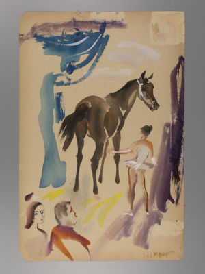 Г.А.В. Траугот. Лошадь и балерина. 1960-1970-е гг. Бумага, смешанная техника. Размер 44,5х29,5 