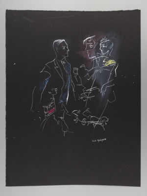 Г.А.В. Траугот. Встреча. Оригинал иллюстрации к книге &laquo;Мастер и Маргарита&raquo; М. Булгакова. Бумага 