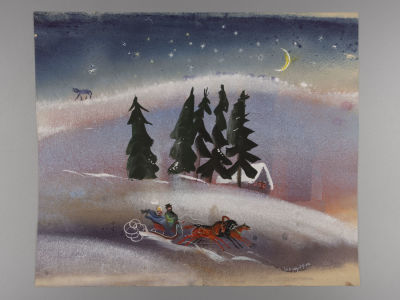 Г.А.В. Траугот. Тройка. Оригинал иллюстрации к &laquo;Русским сказкам&raquo;. Бумага, смешанная техника. Раз 