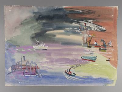 Г.А.В. Траугот. Кораблики. Оригинал иллюстрации к книге &laquo;Колокольчик простотак&raquo; А. Лисняка. 