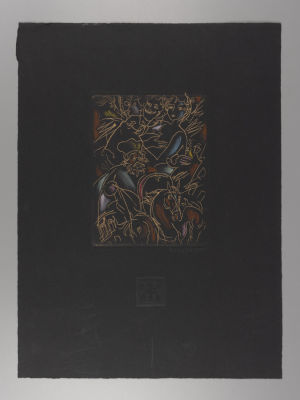 Г.А.В. Траугот. Суматоха. Оригинал иллюстрации к книге &laquo;Опасный сосед&raquo; А. С. Пушкина. Офорт 