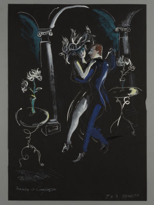 Г.А.В. Траугот. Танец со смертью. Бумага, смешенная техника. Размер 29,5х21 см. Внизу подпись. 