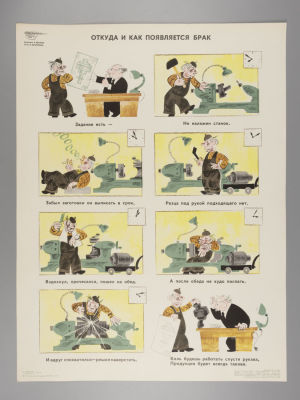 Откуда и как появляется брак. Советский плакат. 1976. Художник Б. Иванов. Размер 56,5х42,5 см. 