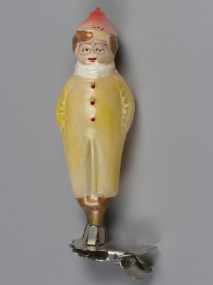 Елочная игрушка &laquo;Клоун&raquo;. На прищепке. Стекло, росипсь.1960-е гг. Размер 11,5х4х2,7 см. 
Общие 